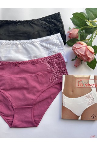 Бавовняні трусики сліпи з мереживом висока посадка La Vivas 20260